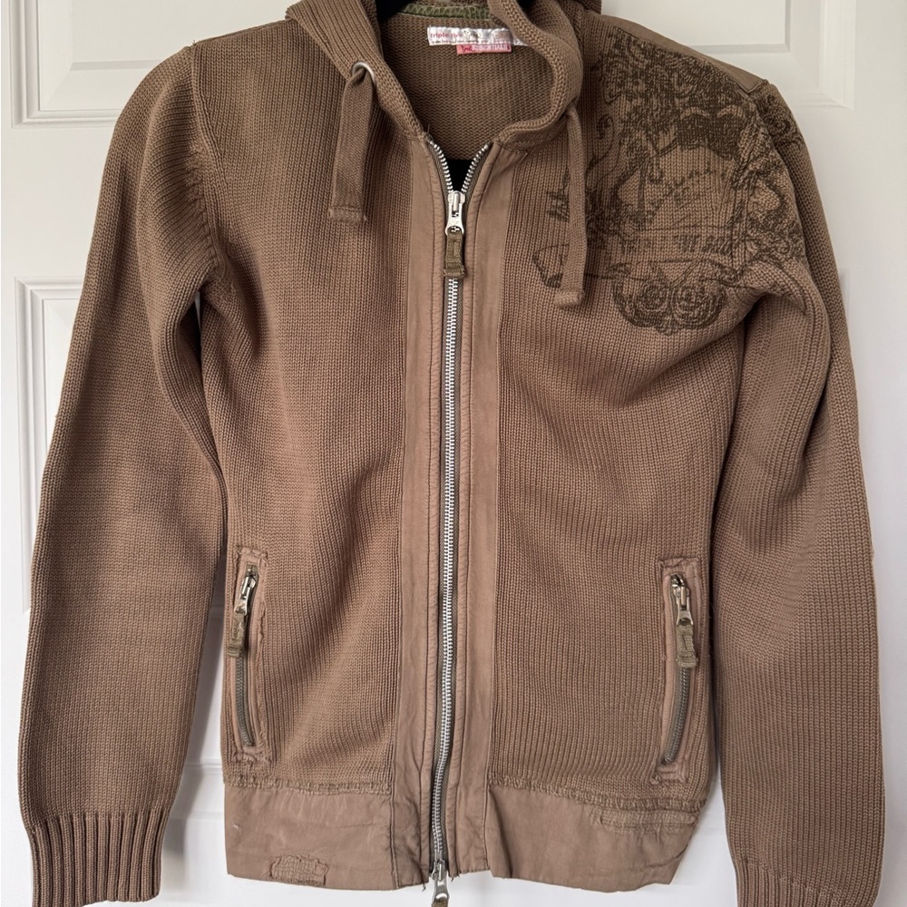 Triple Five Soul Brown Sporty Knit Jacket